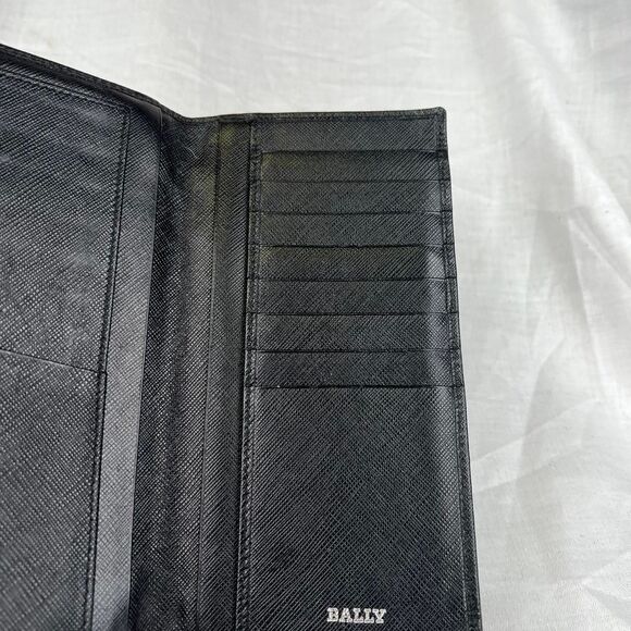 BALLY Baliro Leather Bi-Fold Wallet Black with 2 Card Slots and 1 Bill Slot - Picture 6 of 8